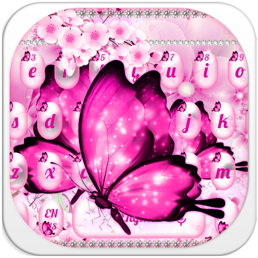 गुलाबी फूल तितली कीबोर्ड