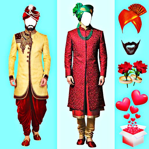 Men sherwani suit photo editor