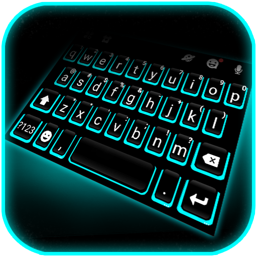 Blue Neon Tech Keyboard Theme