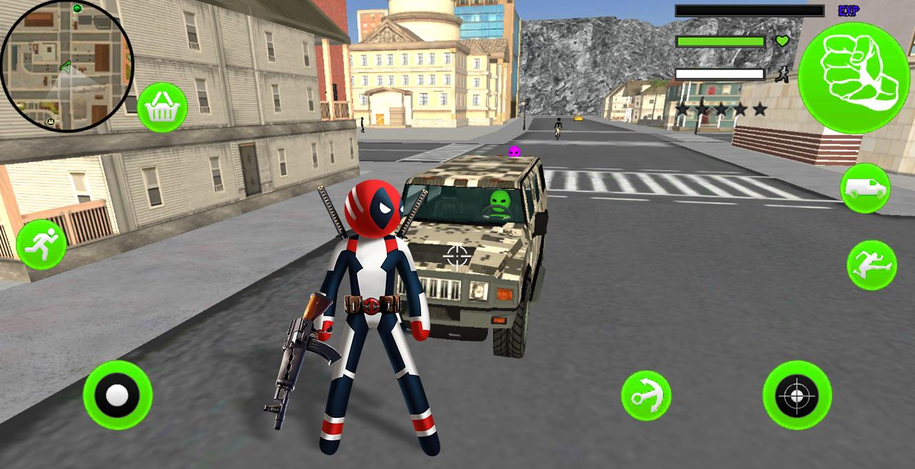 Download Superhero Stickman Rope Hero Gangstar Mafia android on PC