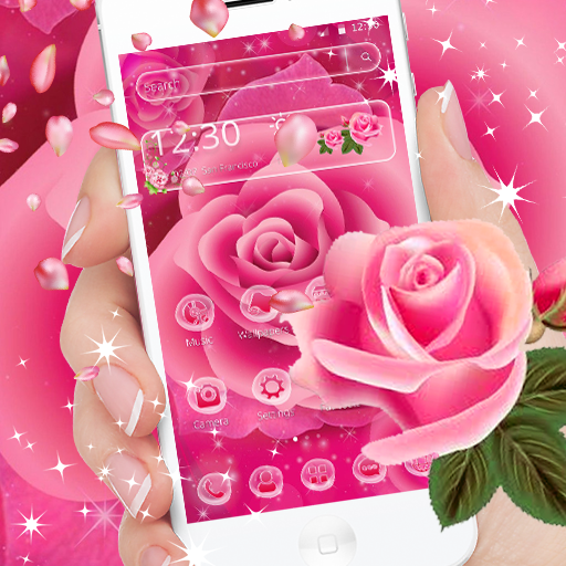 Pink Love Shiny Rose Launcher Theme 🌺