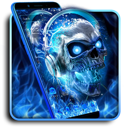 Blue Flaming Skull Theme