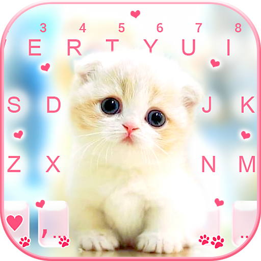 Cute White Kitten Keyboard Bac
