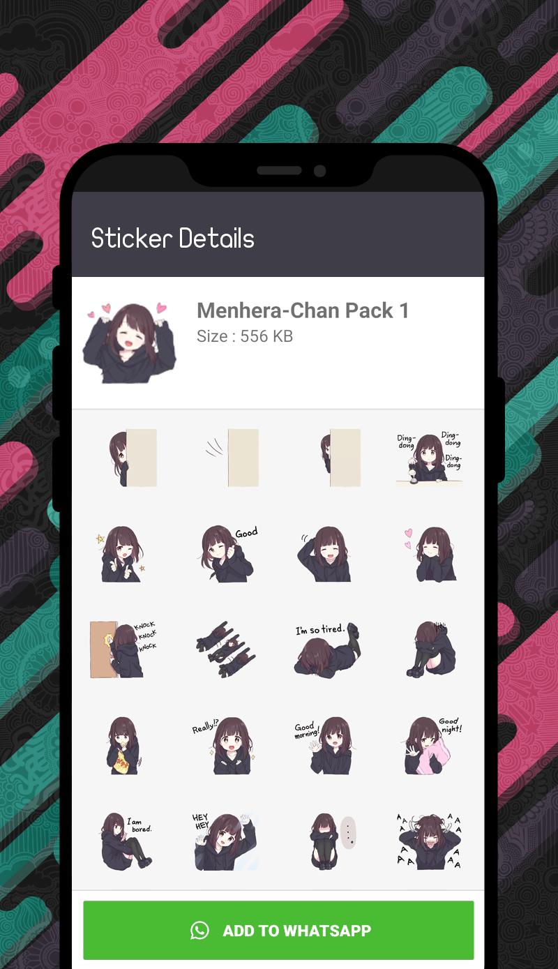Download Cute Menhera-Chan Sticker for WhatsApp