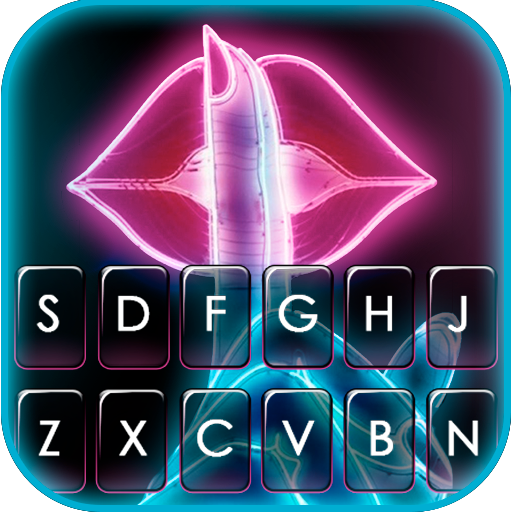 Neon Lips Keyboard Background