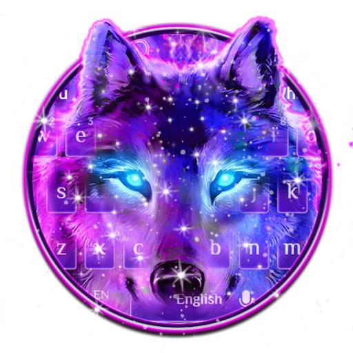 Neon Galaxy Wolf Keyboard Theme