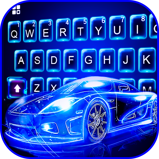 Neon Sports Car Keyboard Theme