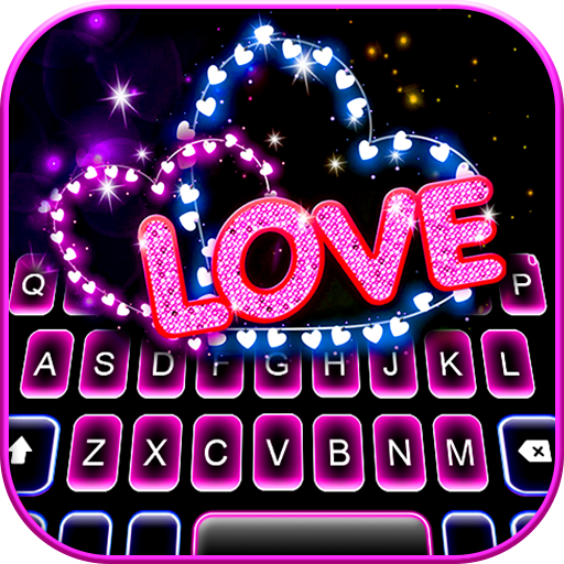 Neon Love Hearts keyboard
