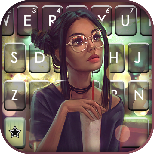 Pretty Glasses Girl Keyboard B