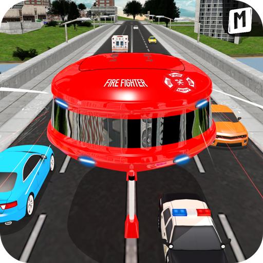 Futuristic Gyroscopic Fire Rescue Truck Driving