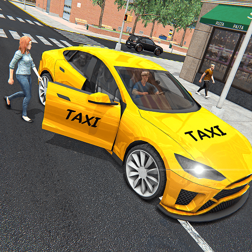 corrida de táxi na cidade: táxi amarelo na hora do