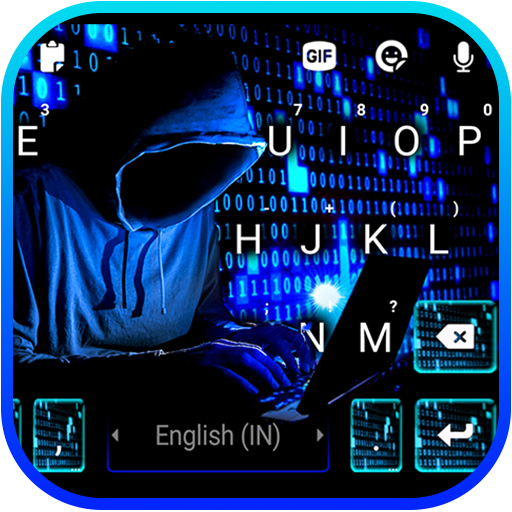 Neon Blue Hacker Latar Belakan
