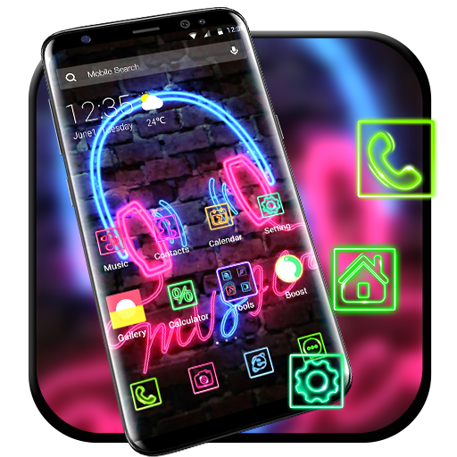 Neon Music APUS Launcher Theme