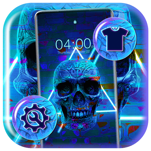 Blue Neon Skull Theme