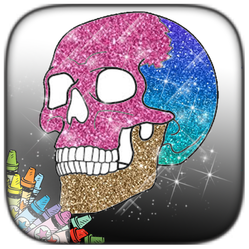 Skull Glitter Coloring Pages