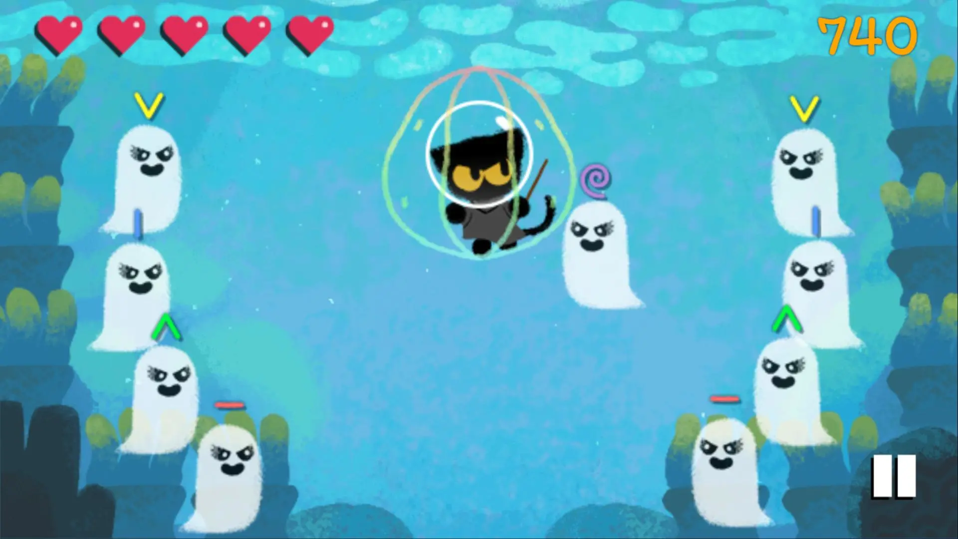 Defeat Ghosts as a Magical Cat in New Doodle