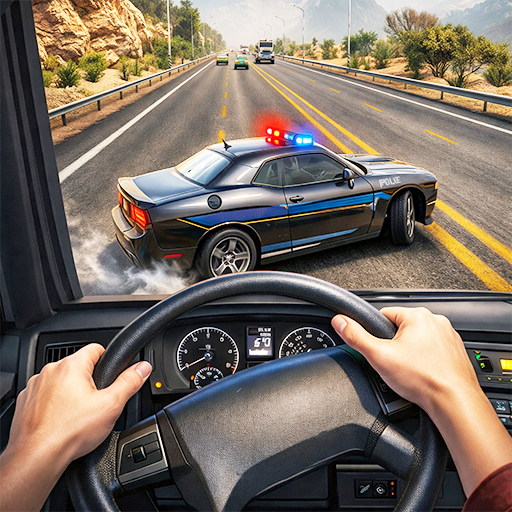 POV Car Highway Driving Police