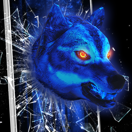 Blue Ice Wolf 3D Theme