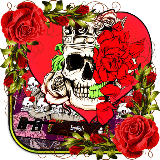 Red rose skull Keyboard theme