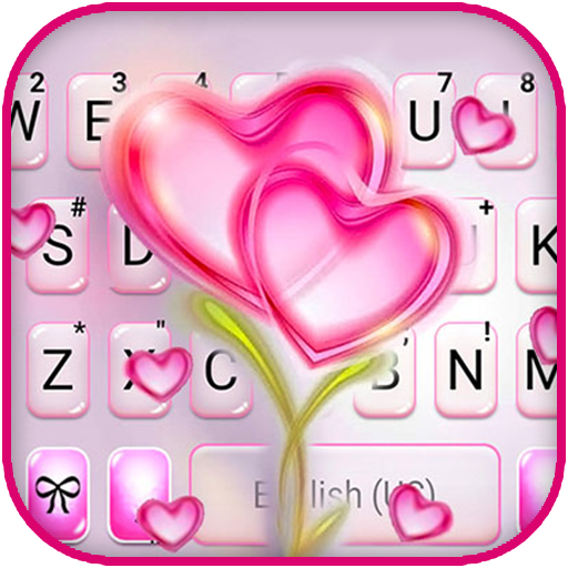 Flower Pink Hearts Keyboard Ba