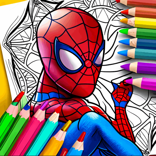 Spider coloring book man