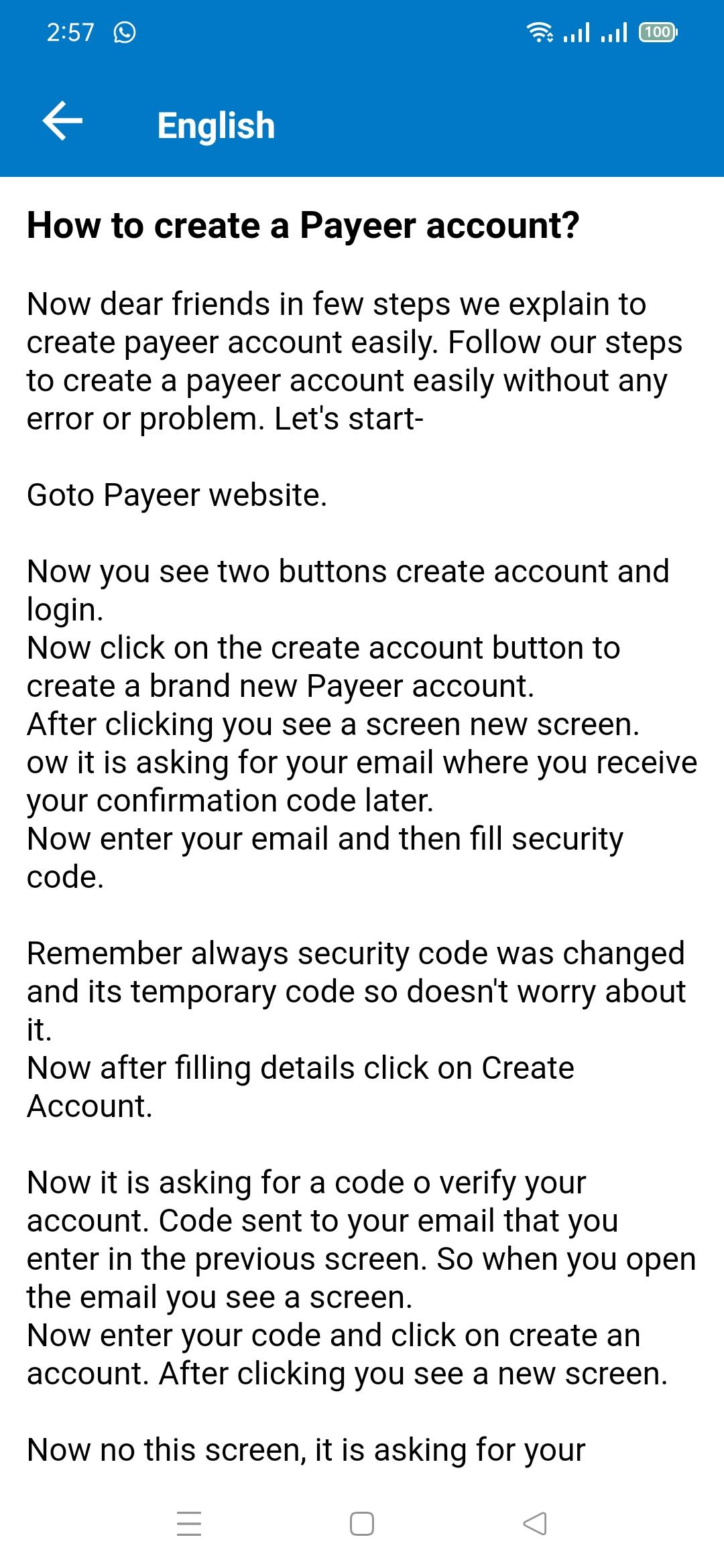 Download How to create a Payeer account Guide android on PC