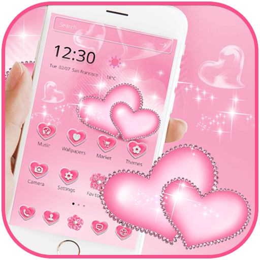 Pink heart diamond love Theme