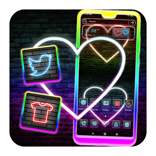 Neon Heart Launcher Theme