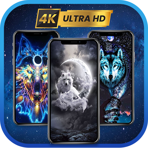 Moon Galaxy Wolf Wallpapers 4K