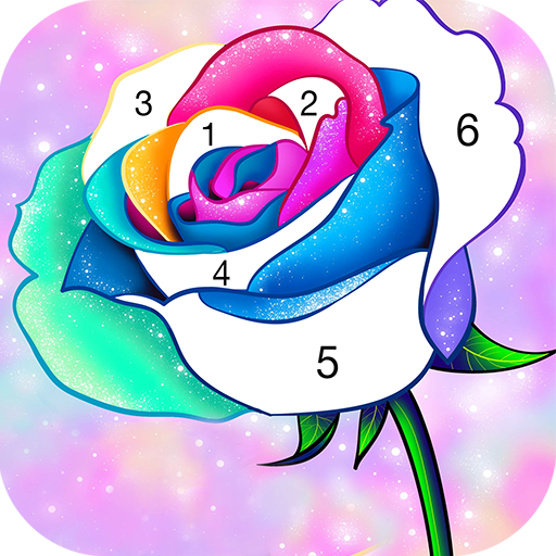 Rose color by number: Coloring games offline