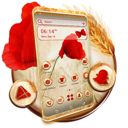 Poppy Flower Launcher Theme