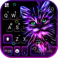 Purple Neon Cat Klavye Teması
