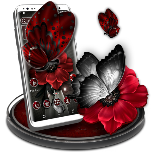 Dark Red Flower Launcher Theme