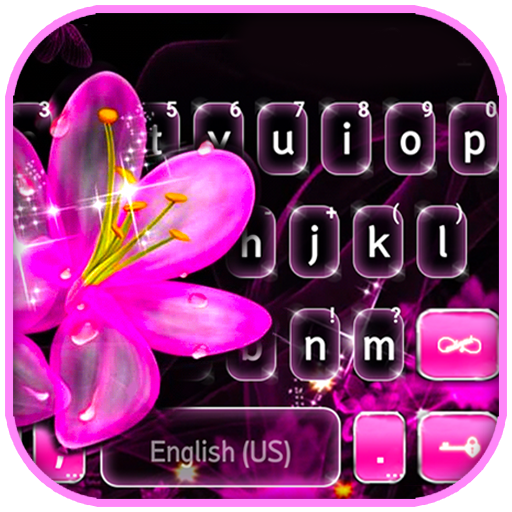 Neon Pink Flowers Tema