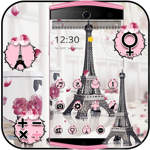 Eiffel torre tema Rosa Preto