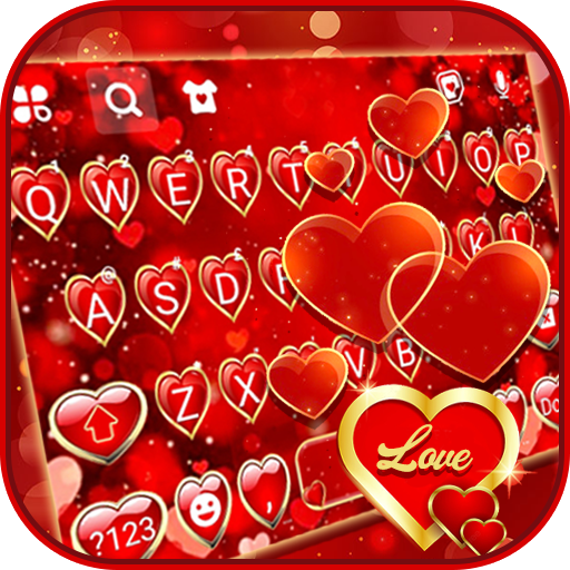 Golden Love Hearts कीबोर्ड