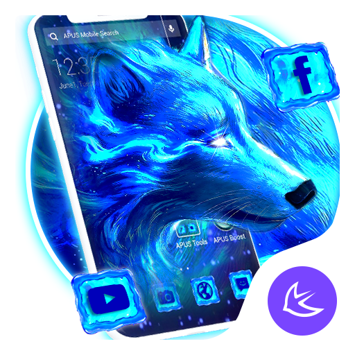 Blue Ice Wolf APUS Launcher theme