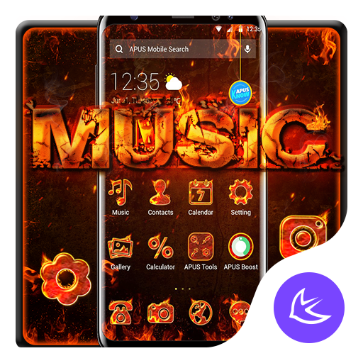 Flame Music APUS Launcher them