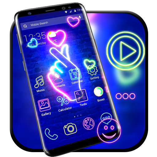 Neon Love Heart Theme APUS Lau