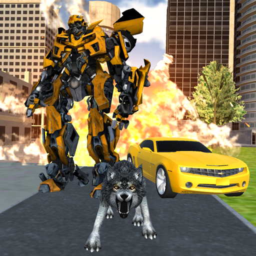 Drift Car Robot vs Battle Wolf