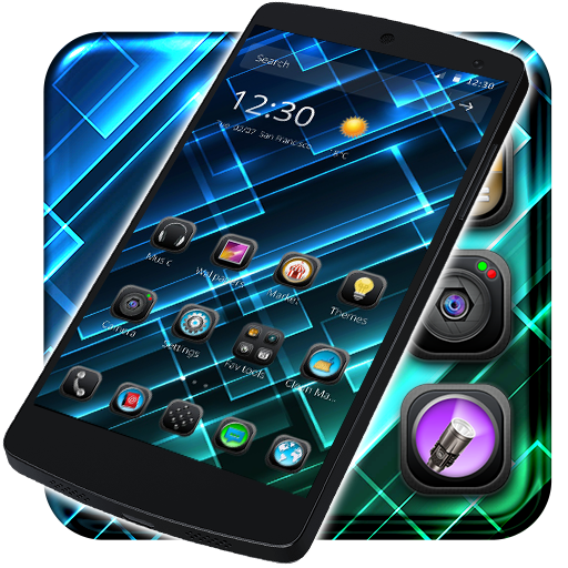 Tema vidro azul Fun Launcher