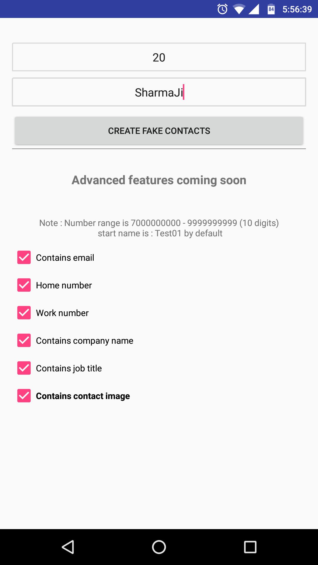 Download Fake Contacts Developer Tester Prank Spam android on PC