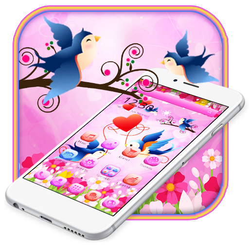 Cute Love Birds theme and Live wallpaper