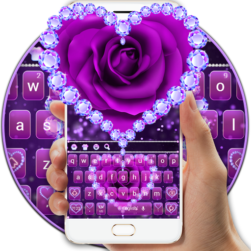 Purple Love Rose Diamond Keyboard Theme