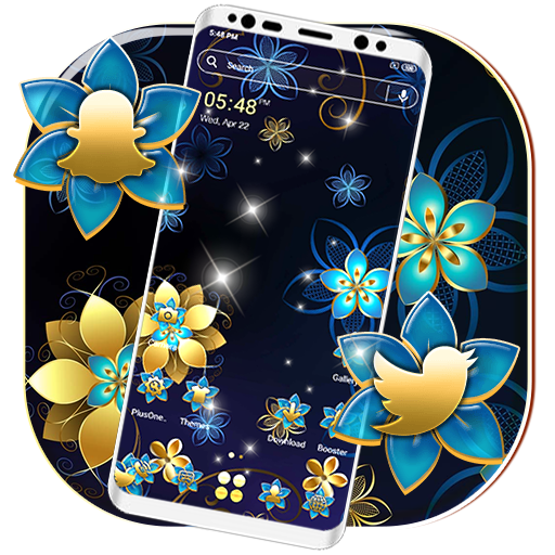 Golden Blue Flower Themes