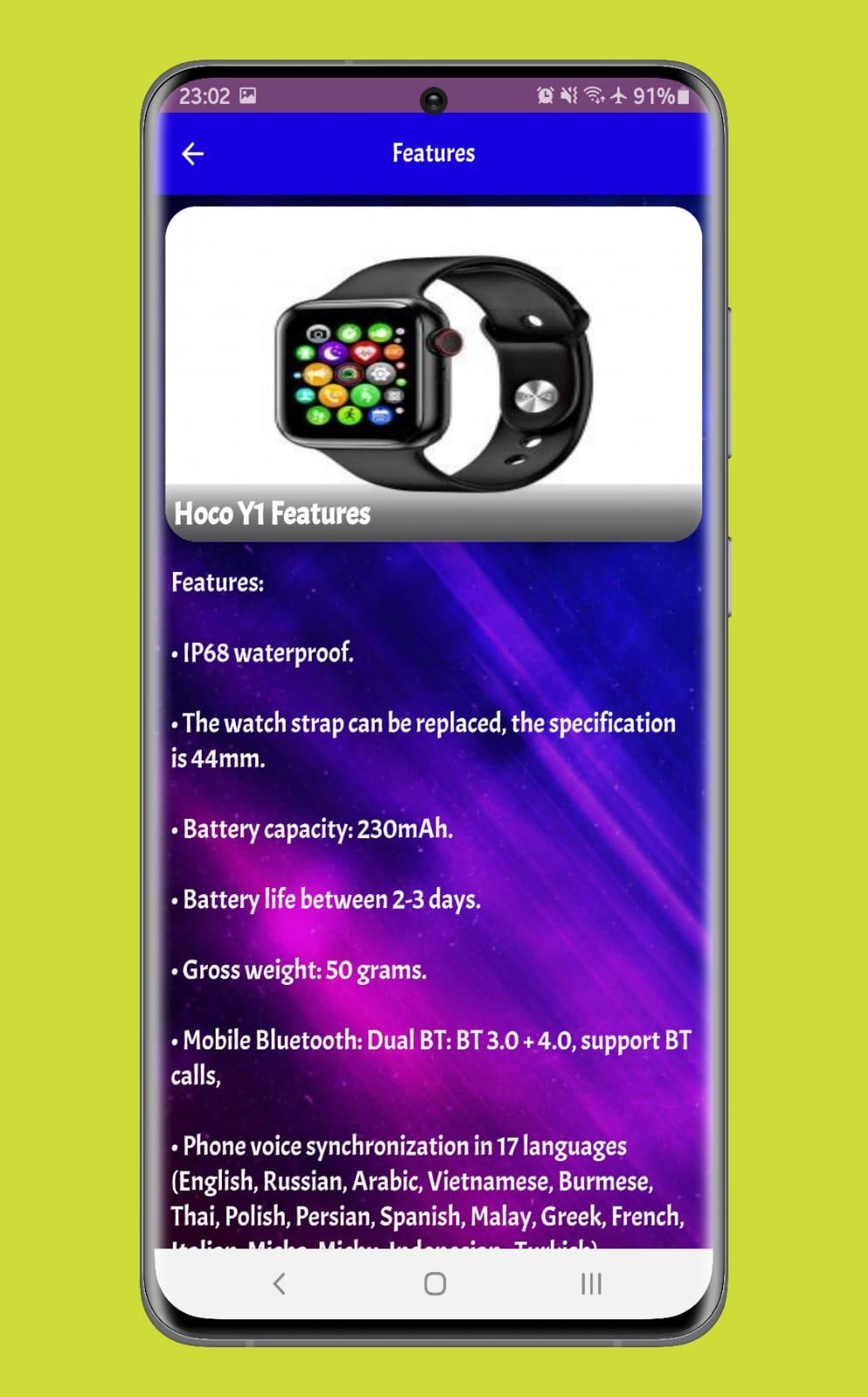 Y1 smartwatch best sale app download