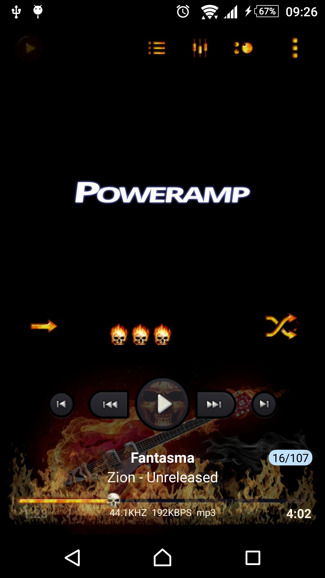 Download Poweramp Skin Flames android on PC