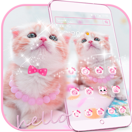 Pink Kitty Theme Pink Bow Cat Iconpack