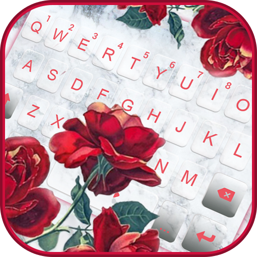 Tema Keyboard Marble Red Rose
