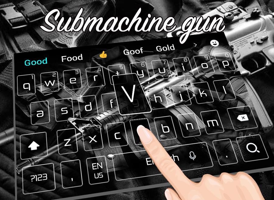 Download Black Submachine gun keyboard theme android on PC